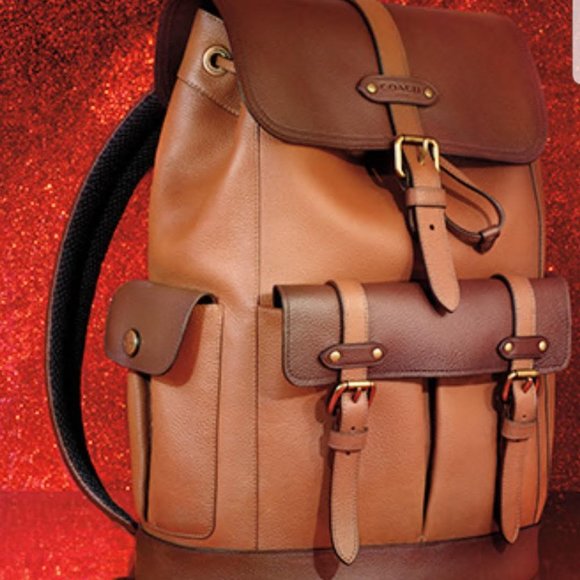 Coach Other - NEW Coach brown leather Buckle Travel Backpack